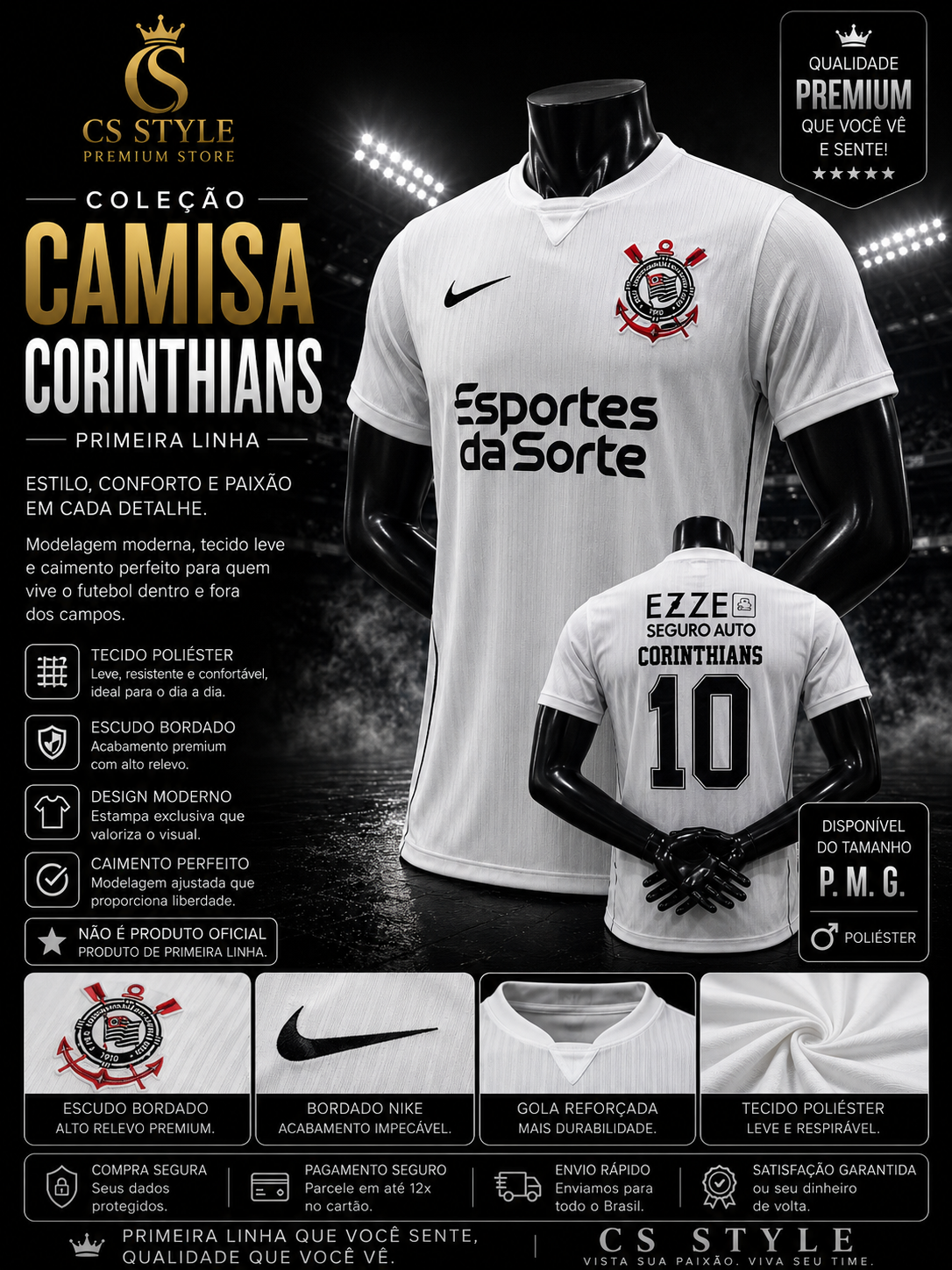 Camisa Corinthians I 2025/26 Branca – Primeira Linha Premium | Escudo Bordado | Tecido Respirável
