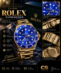 Relógio Masculino Premium Dourado com Mostrador Azul