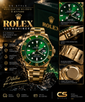 Relógio Masculino Premium Dourado Verde