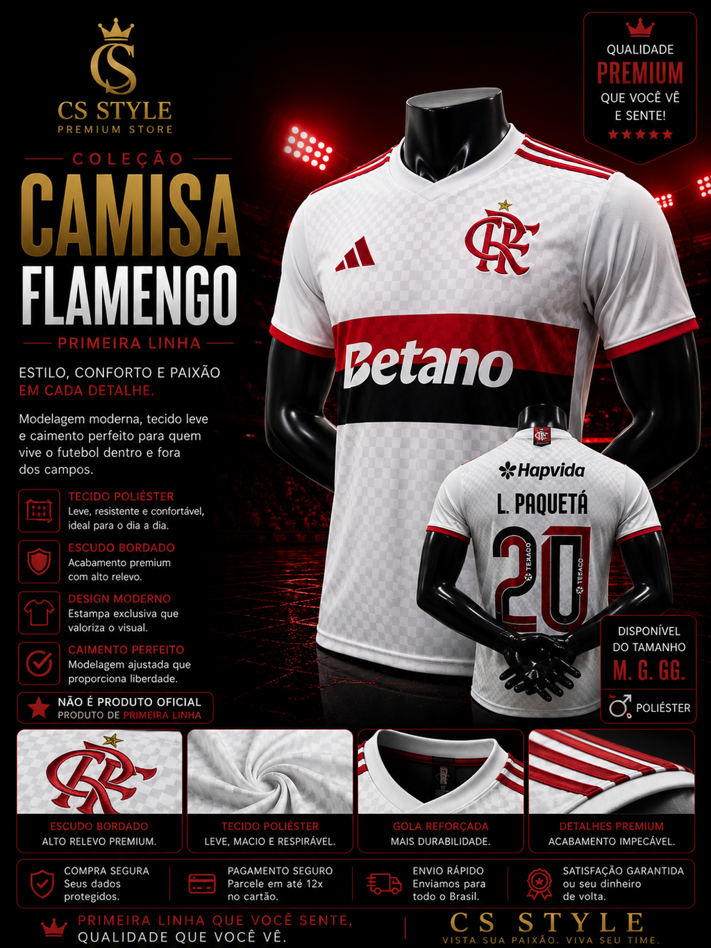 Camisa Flamengo II 2025/26 Branca – Primeira Linha Premium | Escudo Bordado | Tecido Respirável