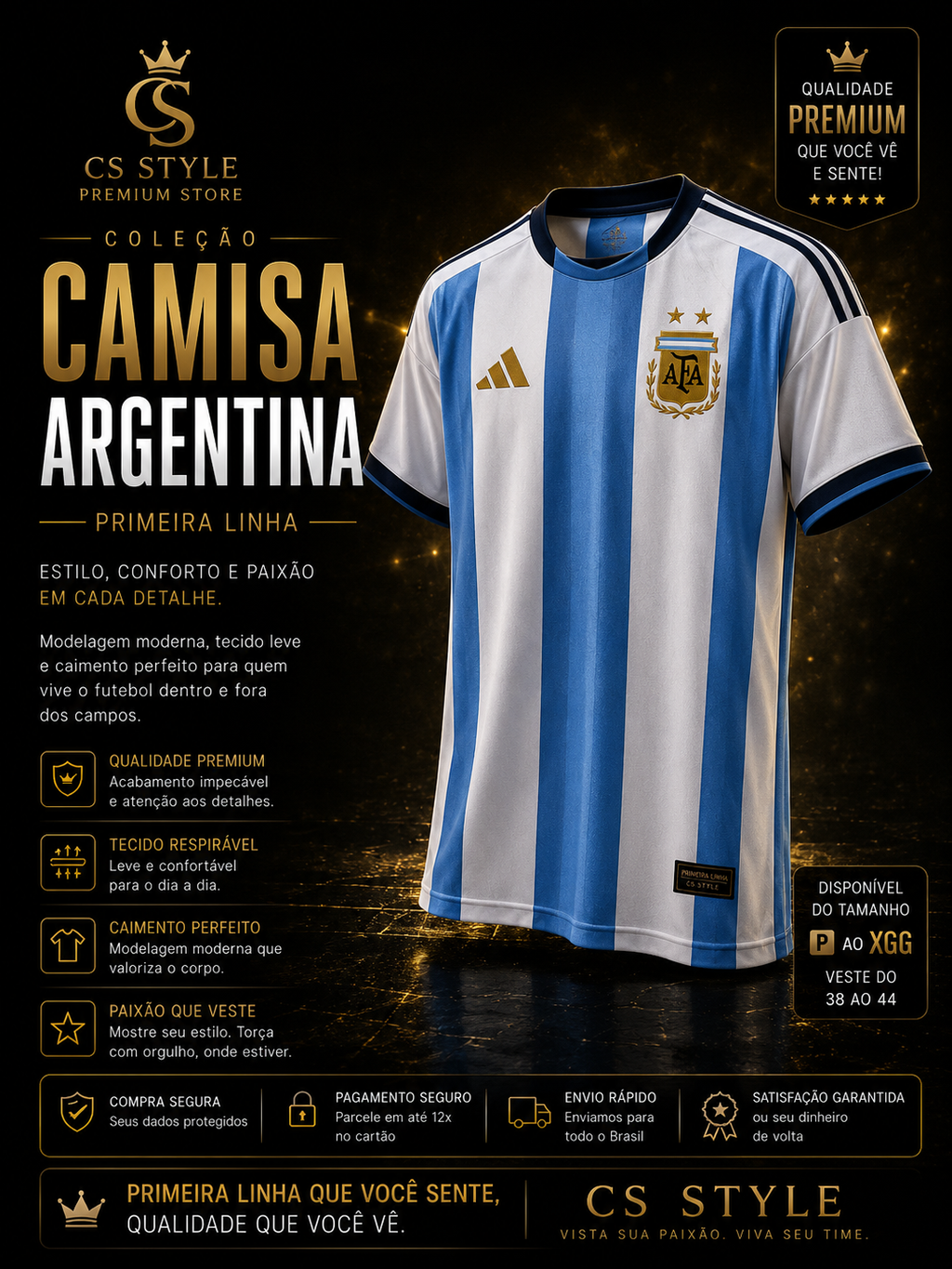 Camisa Argentina 2026 Primeira Linha Premium | Conforto, Estilo e Qualidade