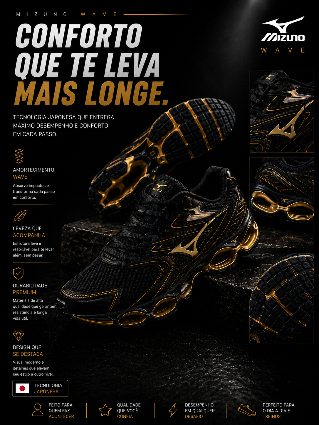 Mizuno Wave Black Gold Premium