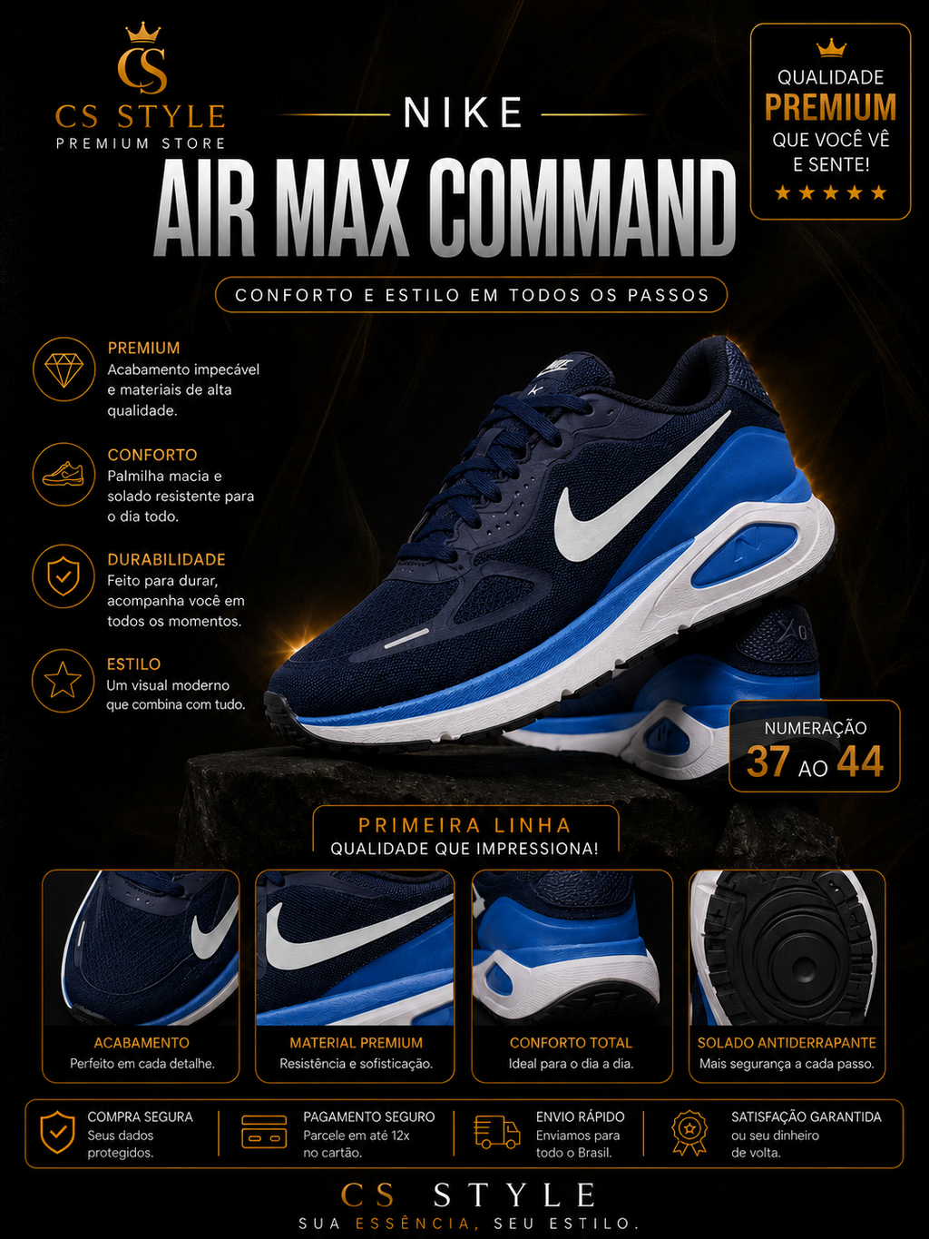 Nike Air Max Command Premium – Conforto, Estilo e Performance | Primeira Linha Premium