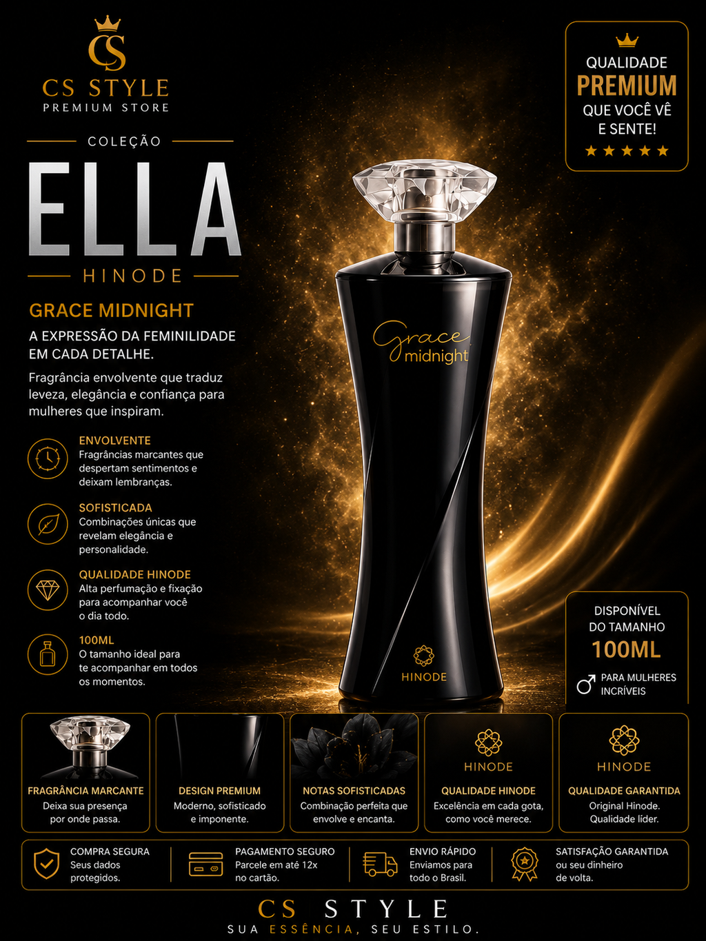 Grace Midnight Hinode 100ml – Elegância Intensa e Sofisticação Feminina