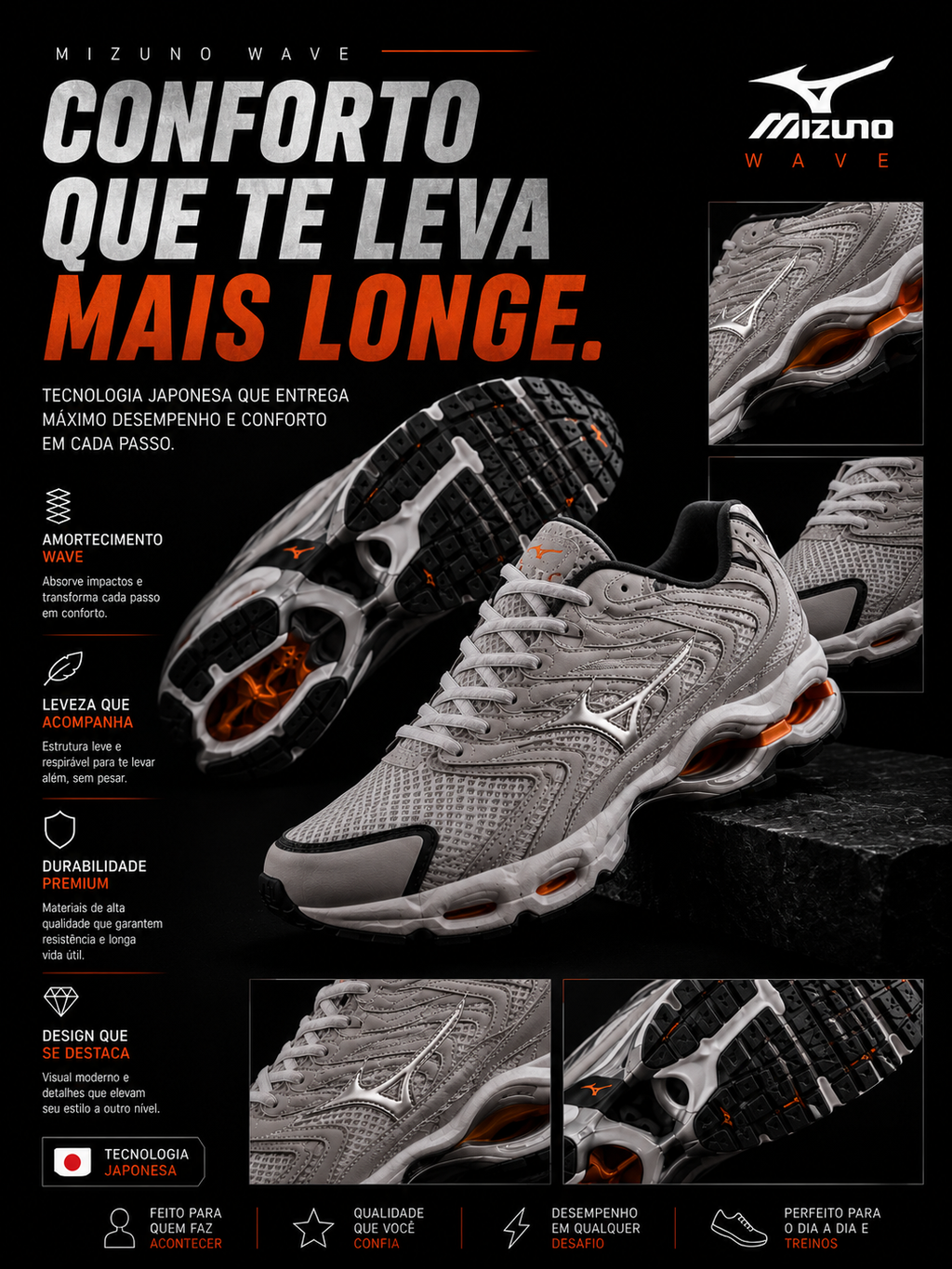 Mizuno Wave Grey Orange Premium
