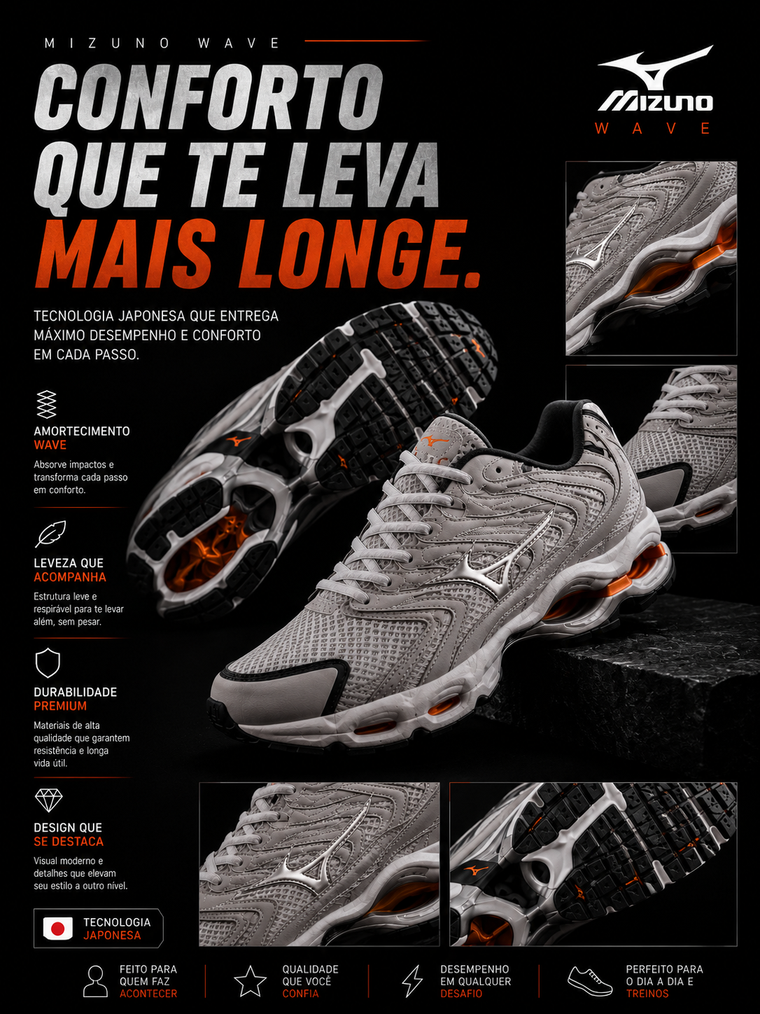 Mizuno Wave Grey Orange Premium