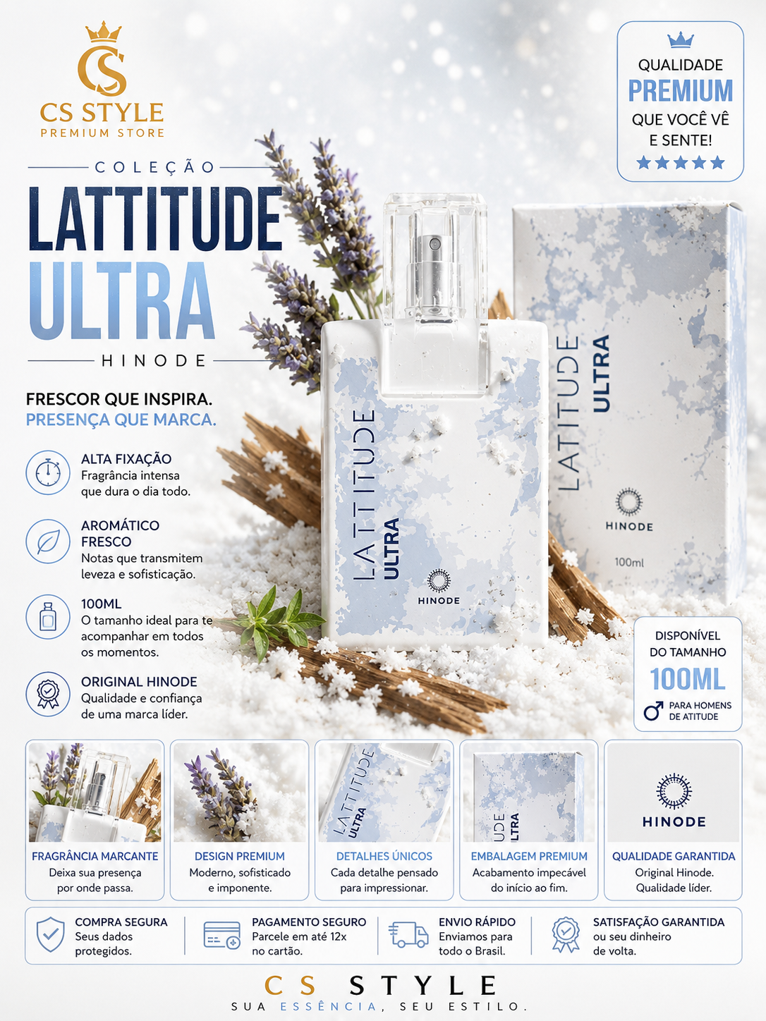 Lattitude Ultra Hinode 100ml – Frescor Extremo e Sofisticação em Cada Detalhe