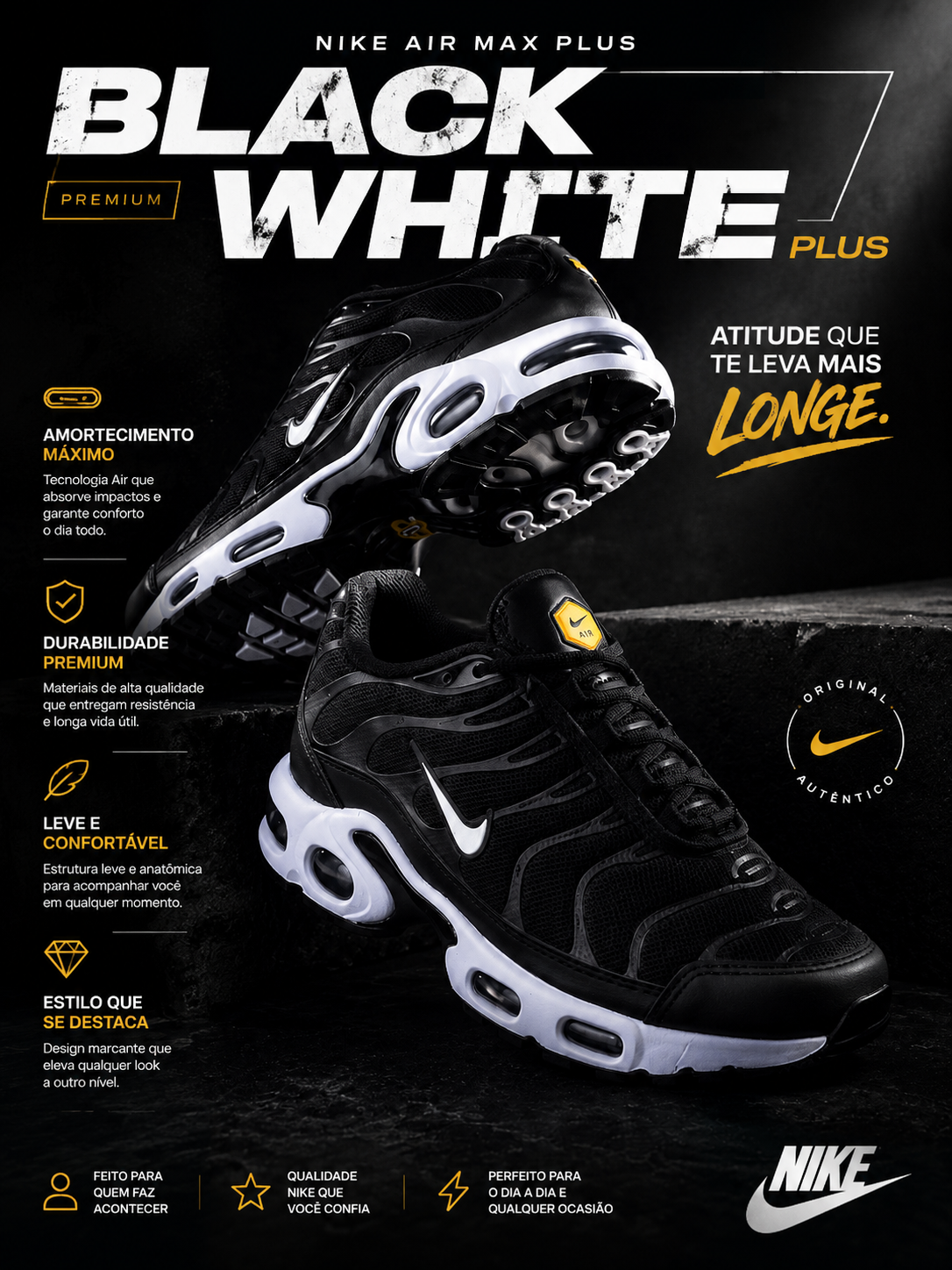 Air Max Plus Black White Premium