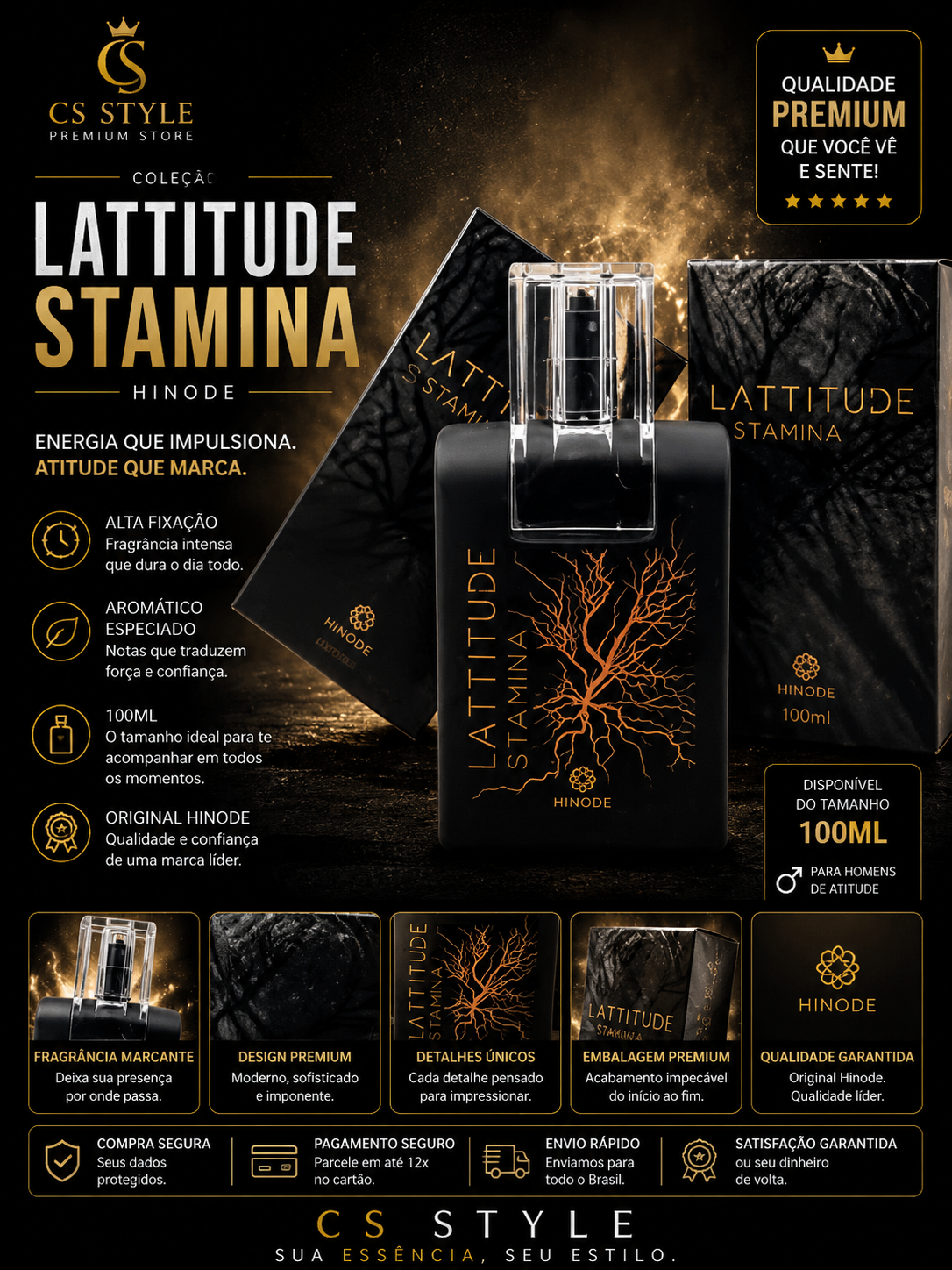 Lattitude Stamina Hinode 100ml – Presença Marcante e Alta Fixação