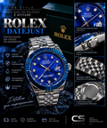 Relógio Masculino Premium Datejust Prata e Azul