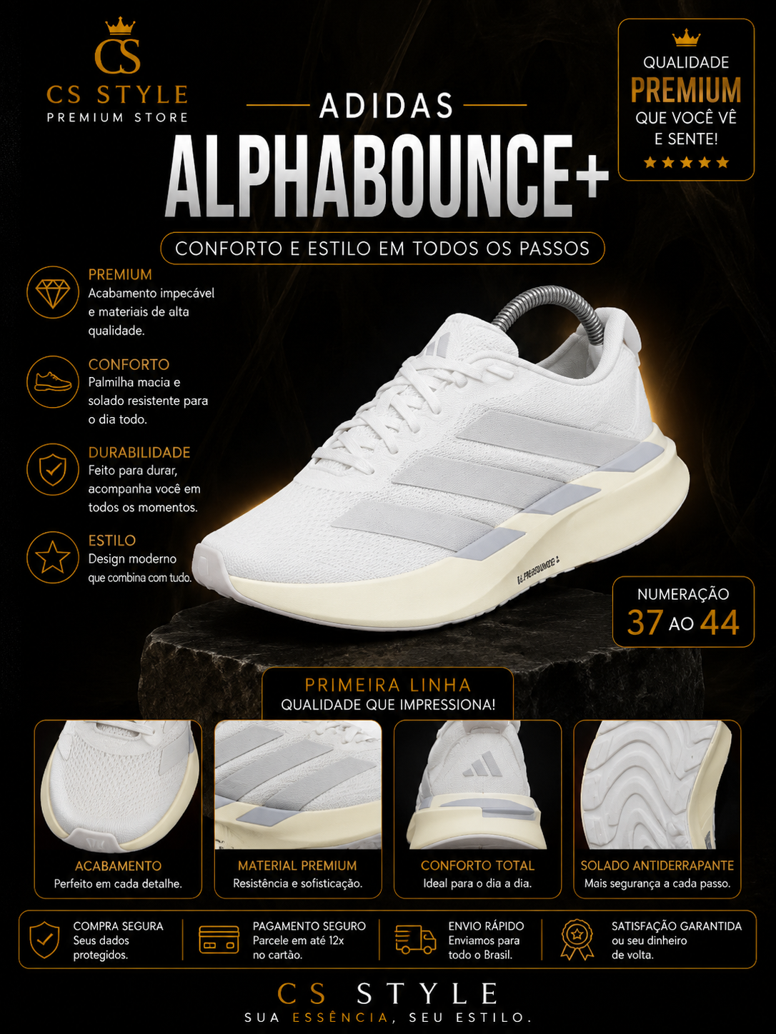 Adidas Alphabounce+ Premium – Máximo Conforto e Estilo | Primeira Linha Premium