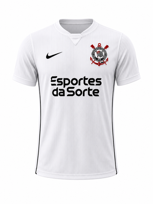 Camisa Corinthians I 2025/26 Branca – Primeira Linha Premium | Escudo Bordado | Tecido Respirável